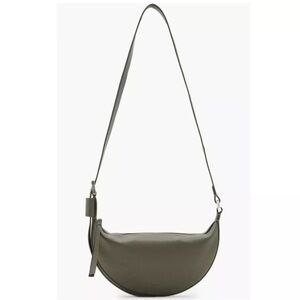 NEW AllSaints Leather Half Moon Leather Crossbody Bag Tarmac Green